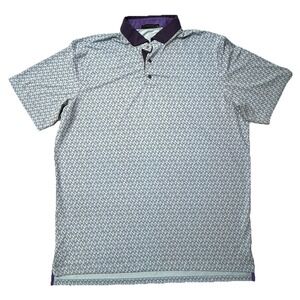 Greyson Men's XL Golf Polo Shirt Blue Purple Wolf‎ Stretch Short Sleeve Quality
